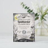 Spooky Halloween kostuum Spooktacular Zwart Wit Briefkaart (Staand voorkant)