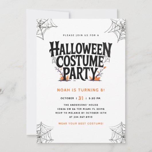 Spooky Halloween Kostuum Verjaardagsfeestje Kaart (Voorkant)