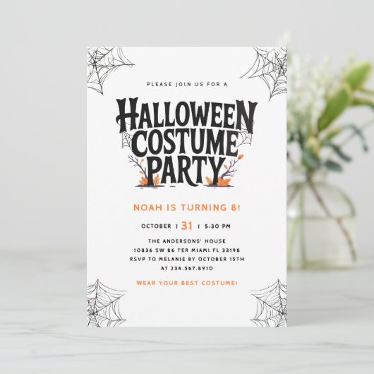 Spooky Halloween Kostuum Verjaardagsfeestje Kaart (Staand voorkant)