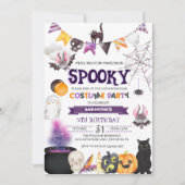 Spooky Halloween Kostuum Verjaardagsfeestuitnodigi Kaart (Voorkant)
