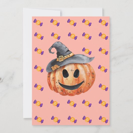 Spooky Halloween Kostuum Verjaardagsfeestuitnodigi Kaart (Achterkant)