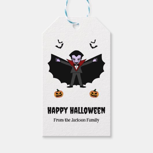 Spooky Halloween Kostuumfeest Dracula Vampire Cadeaulabel (Voorkant)