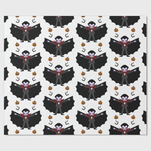 Spooky Halloween Kostuumfeest Dracula Vampire Cadeaupapier (Vlak)