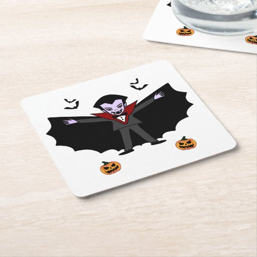 Spooky Halloween Kostuumfeest Dracula Vampire Kartonnen Onderzetters (Schuin)