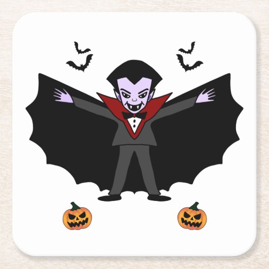 Spooky Halloween Kostuumfeest Dracula Vampire Kartonnen Onderzetters (Voorkant)