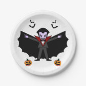 Spooky Halloween Kostuumfeest Dracula Vampire Papieren Bordje (Voorkant)