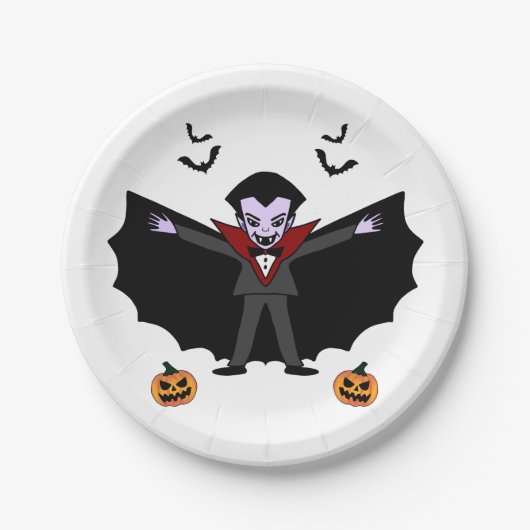 Spooky Halloween Kostuumfeest Dracula Vampire Papieren Bordje (Voorkant)