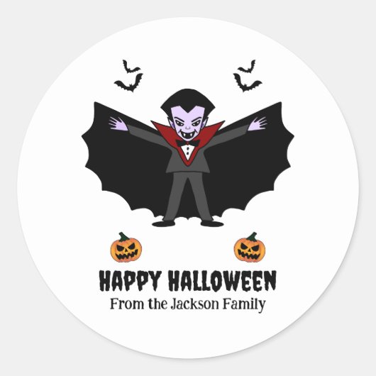 Spooky Halloween Kostuumfeest Dracula Vampire Ronde Sticker (Voorkant)