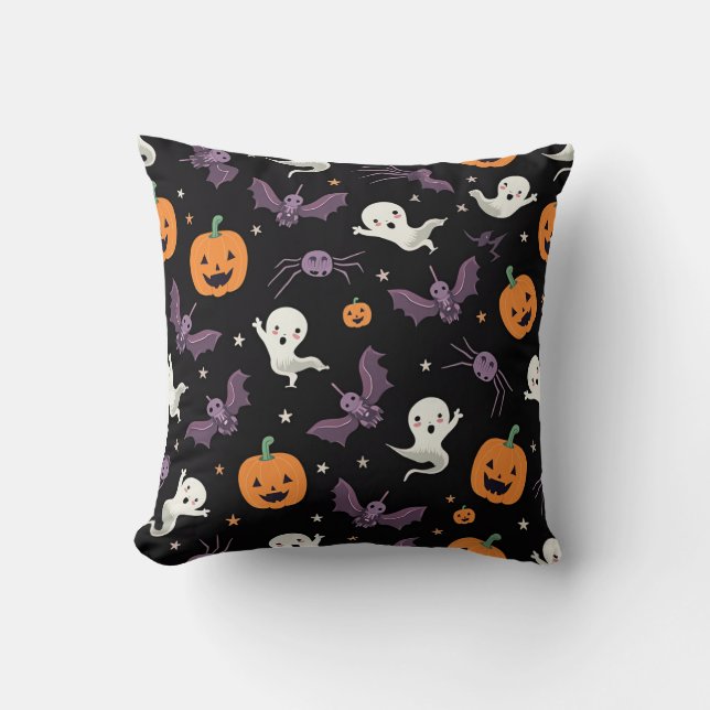 Spooky Halloween Kussen - Schattige spoken, Pumpk (Voorkant)