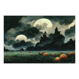 Spooky Halloween Landscapes Foto Afdruk