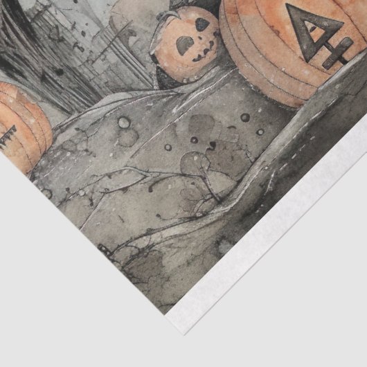 Spooky Halloween Landschap 1 Decoupage Papier (Detail)