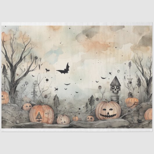Spooky Halloween Landschap 1 Decoupage Papier (Voorkant)