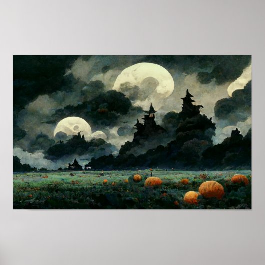 Spooky Halloween Landschap Poster (Voorkant)