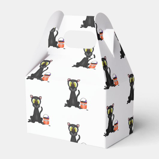 Spooky Halloween Leopard Black Cat Bedankdoosjes (Achterkant)