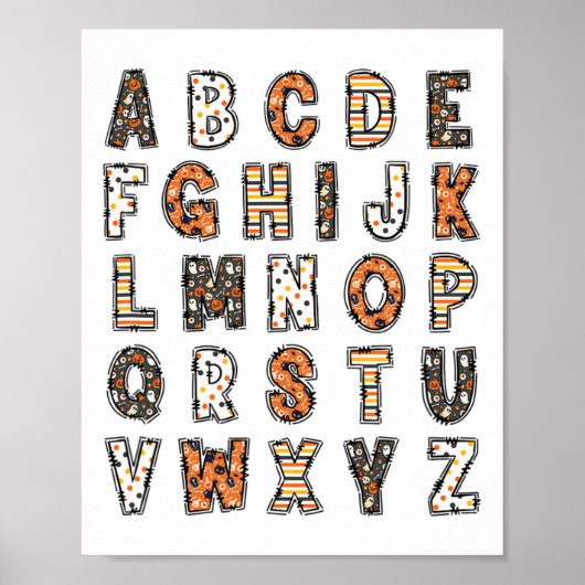 Spooky Halloween leraar alfabet Poster (Voorkant)
