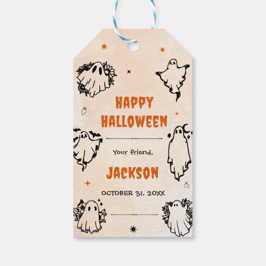 Spooky Halloween Leuke Ghost Cadeaulabel (Achterkant)