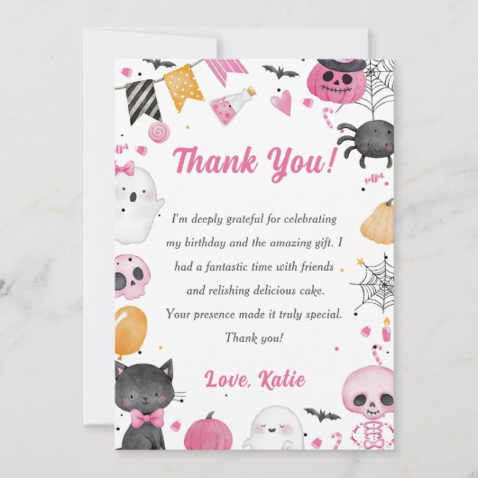 Spooky Halloween Leuke Ghost Dank je Kaart (Voorkant)