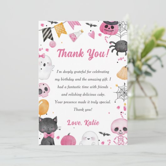 Spooky Halloween Leuke Ghost Dank je Kaart (Staand voorkant)