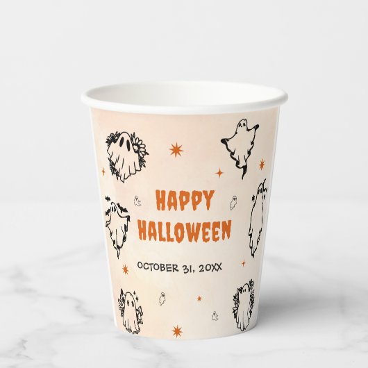 Spooky Halloween Leuke Ghost Papieren Bekers (Achterkant)