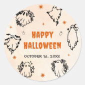 Spooky Halloween Leuke Ghost Ronde Sticker (Voorkant)