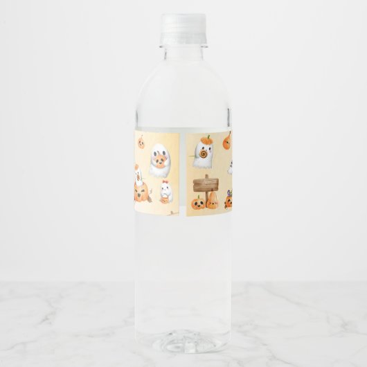 Spooky Halloween Leuke Ghost Waterfles Etiket (Achterkant)