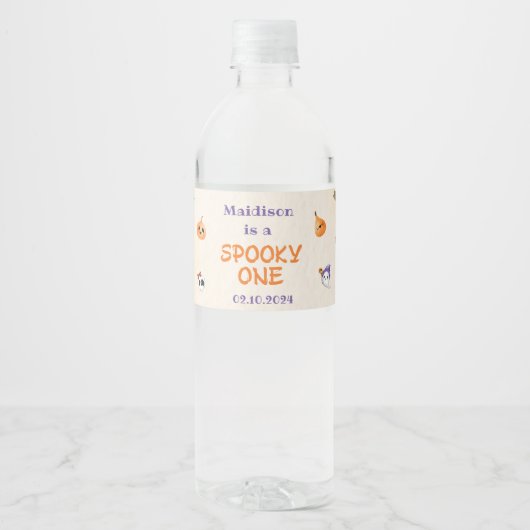 Spooky Halloween Leuke Ghost Waterfles Etiket (Voorkant)