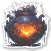 Spooky Halloween Magic Witches Cauldron Sticker (Voorkant)