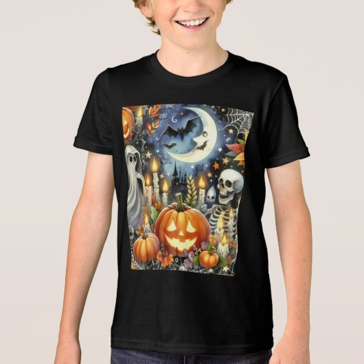 Spooky Halloween Mannen Tri-Blend Shirt (Voorkant)