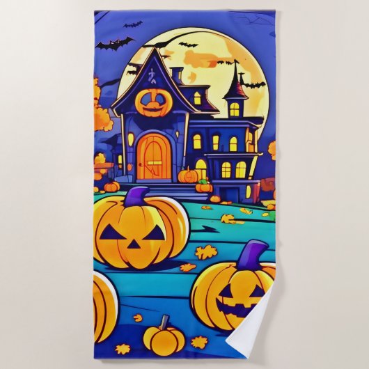 Spooky Halloween Mansion ArtWork Strandlaken (Voorkant)