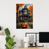 Spooky Halloween Mansion Poster (Thuiskantoor)