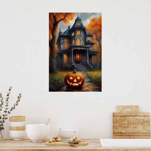Spooky Halloween Mansion Poster (Keuken)