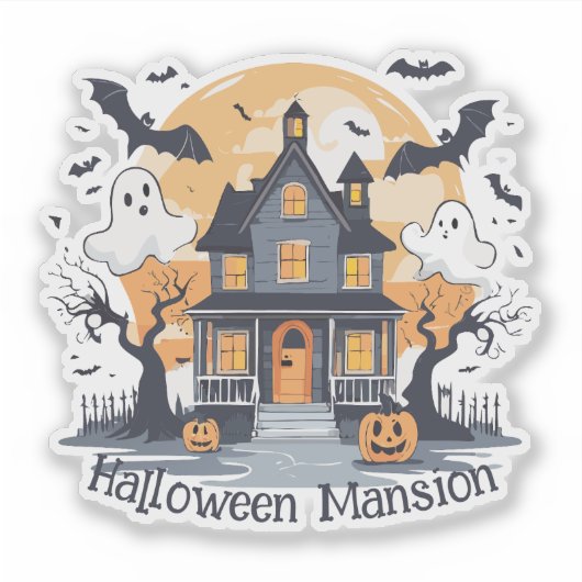 Spooky Halloween Mansion Sticker (Voorkant)