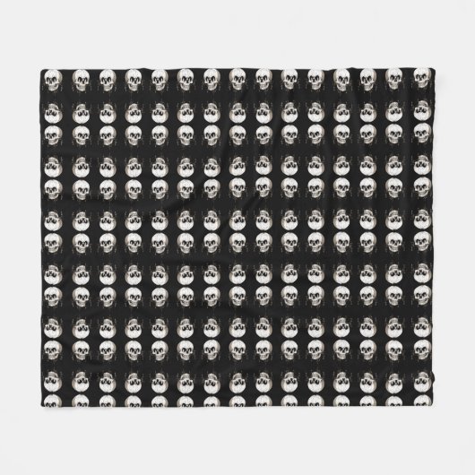 Spooky Halloween Melting Cranium With Bat Imagery  Fleece Deken (Voorkant (Horizontaal))