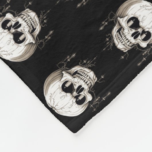 Spooky Halloween Melting Cranium With Bat Imagery  Fleece Deken (Hoek)