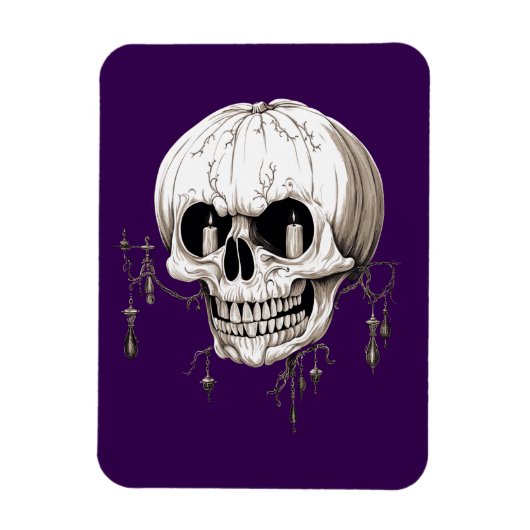 Spooky Halloween Melting Cranium With Bat Imagery  Magneet (Verticaal)