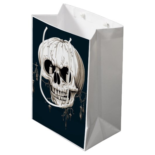 Spooky Halloween Melting Cranium With Bat Imagery  Medium Cadeauzakje (Voorkant Gekanteld)