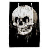 Spooky Halloween Melting Cranium With Bat Imagery  Medium Cadeauzakje (Achterkant)