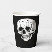 Spooky Halloween Melting Cranium With Bat Imagery  Papieren Bekers (Achterkant)