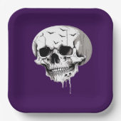 Spooky Halloween Melting Cranium With Bat Imagery  Papieren Bordje (Voorkant)