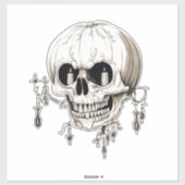 Spooky Halloween Melting Cranium With Bat Imagery  Sticker (Vel)