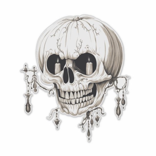 Spooky Halloween Melting Cranium With Bat Imagery  Sticker (Voorkant)