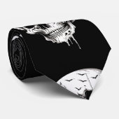 Spooky Halloween Melting Cranium With Bat Imagery  Stropdas (Opgerold)
