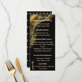 Spooky Halloween Menu met Black, Gold & Skulls