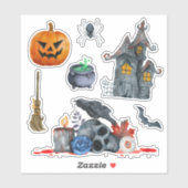 Spooky Halloween met de hand getrokken waterverf Sticker (Vel)