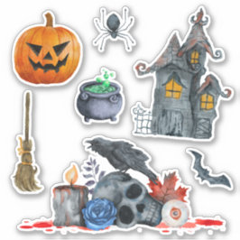 Spooky Halloween met de hand getrokken waterverf Sticker