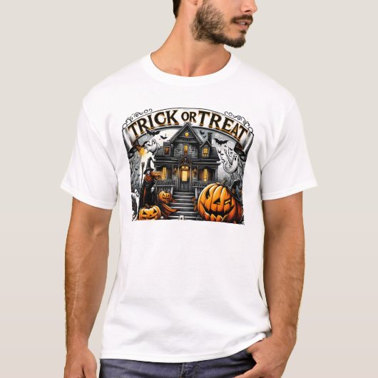 Spooky Halloween met geesten en pompoenen T-shirt (Voorkant)