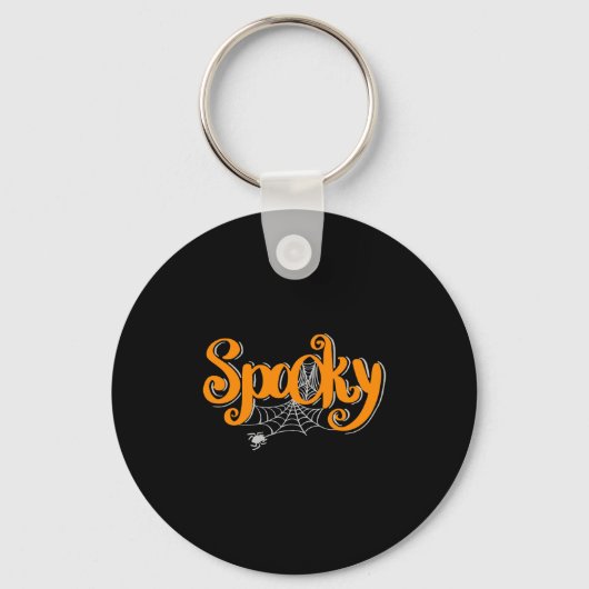 Spooky Halloween met spin en spin web Sleutelhanger (Voorkant)