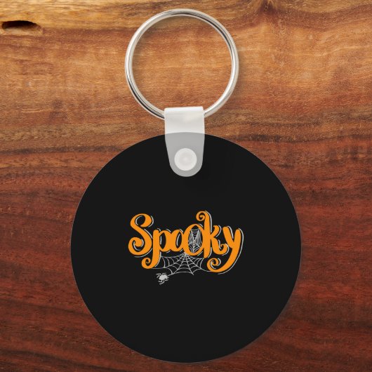 Spooky Halloween met spin en spin web Sleutelhanger (Voorkant)