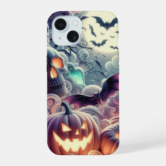 Spooky Halloween met vleermuizen, drankjes, pompoe iPhone 15 Case