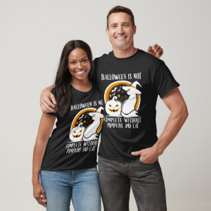 Spooky Halloween met witchy zwarte kat en pompoen T-shirt